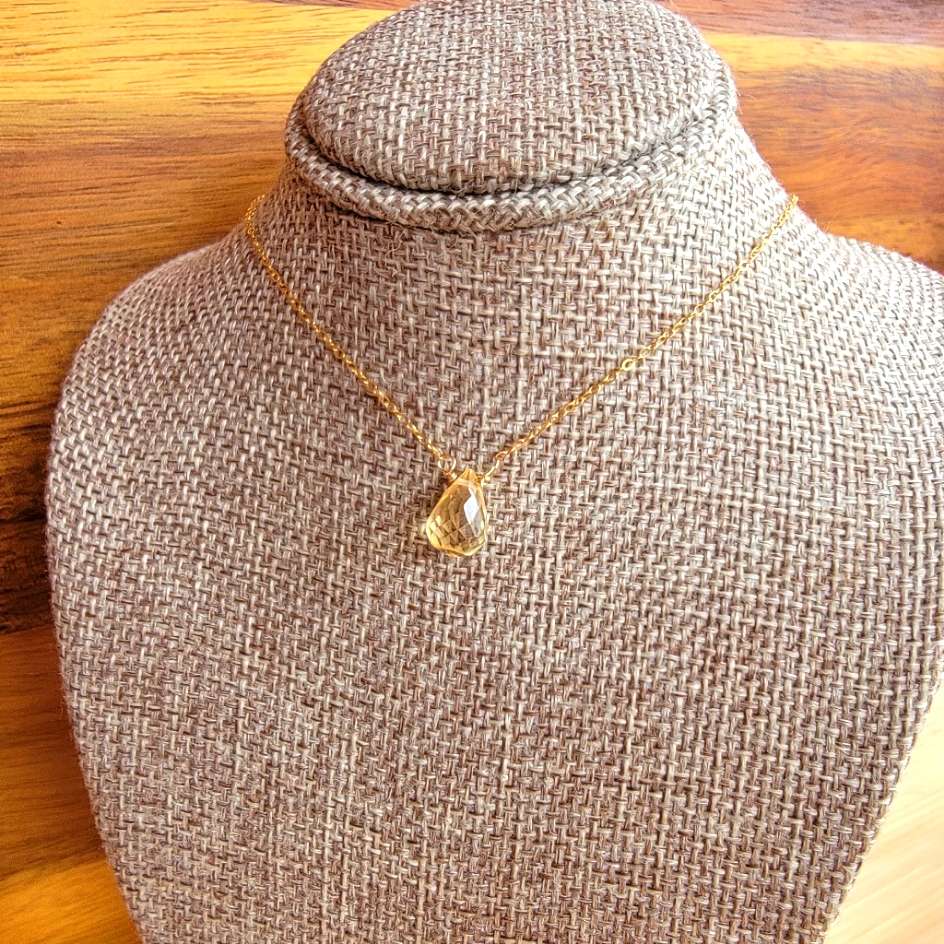 Citrine Necklace Minimalist Crystal Gemstone November Birthstone